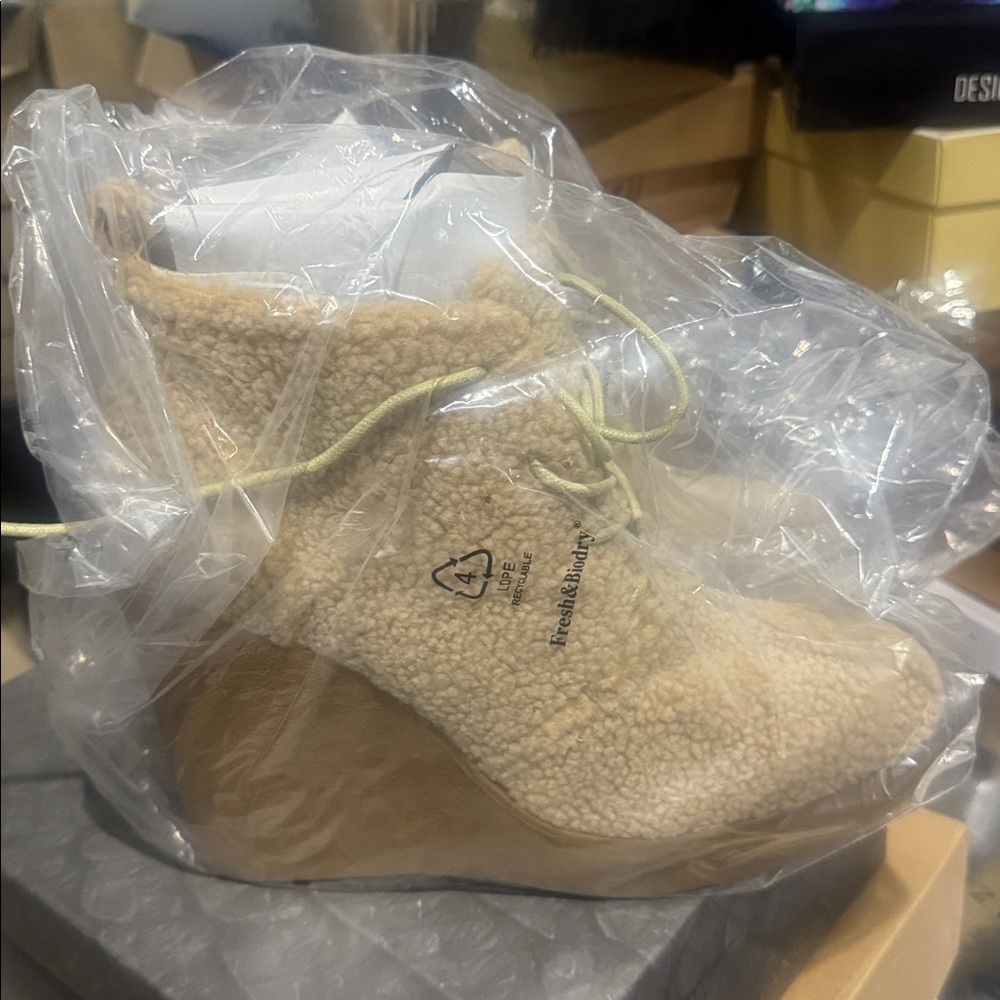 Jessica Simpson Dark Natural Shearling Wedge Booties